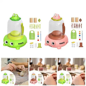 🐸 لعبة تشكيل الفخار للأطفال – Kids Mini Pottery Machine