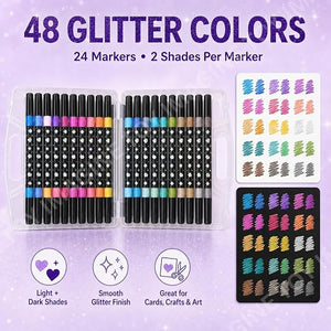 ✨🖍️ طقم ماركر جليتر دبل تيب – 24 قلم / 48 لون - صورة 12