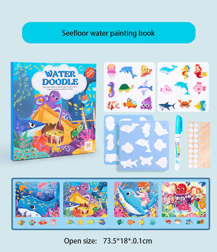 📚🎨 كتاب التلوين المائي مع البازل الممتع! 🧩🐾