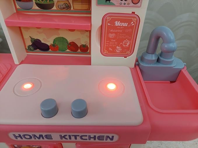 👩‍🍳✨ مطبخ الأحلام للأطفال 35 قطعه بخار و نور ✨👩‍🍳