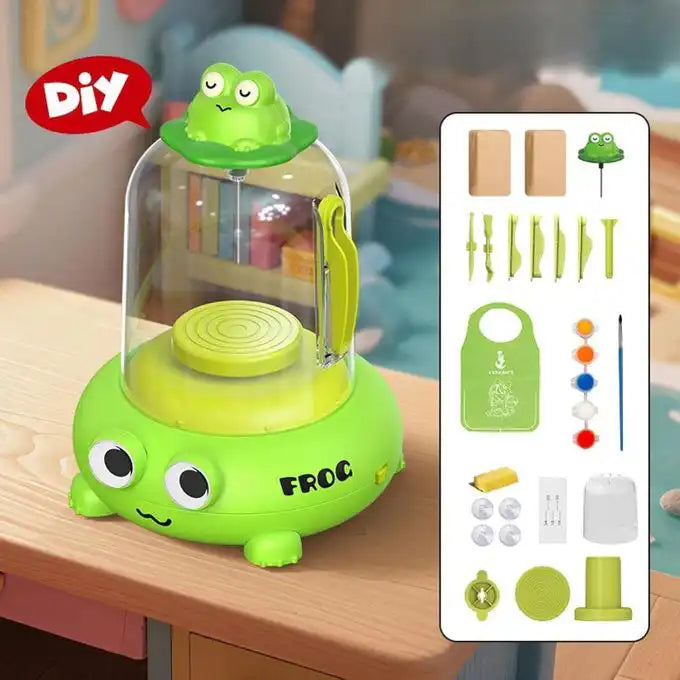 🐸 لعبة تشكيل الفخار للأطفال – Kids Mini Pottery Machine