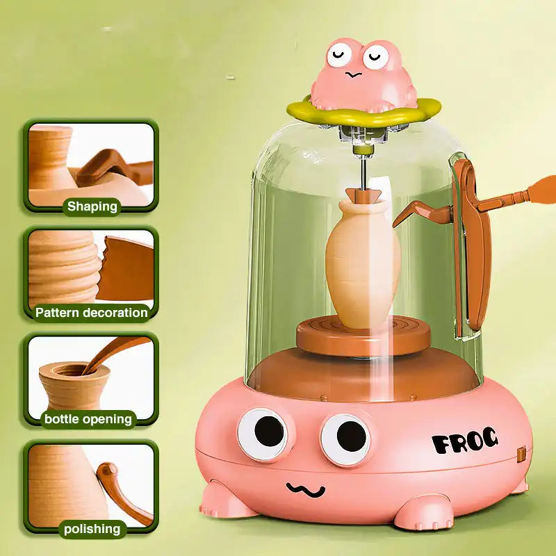 🐸 لعبة تشكيل الفخار للأطفال – Kids Mini Pottery Machine