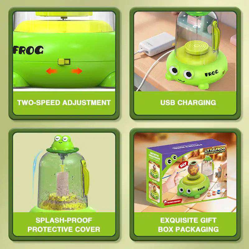 🐸 لعبة تشكيل الفخار للأطفال – Kids Mini Pottery Machine