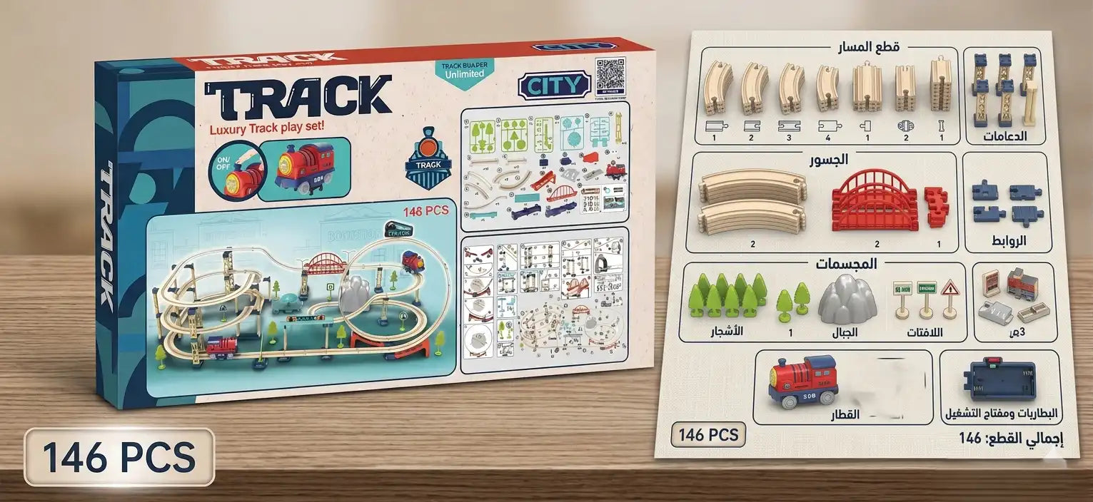 🚂 لعبة قطار المسارات 146 قطعه– Track City Train Set