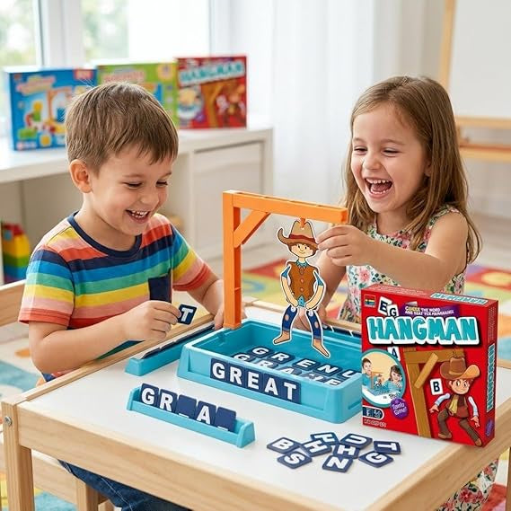 🤠 لعبة Hangman التعليمية للأطفال – لعبة الكلمات والتخمين