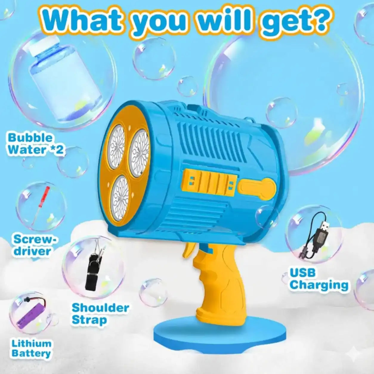🫧  مسدس الفقاعات الكهربائي العملاق – Bubble Blaster