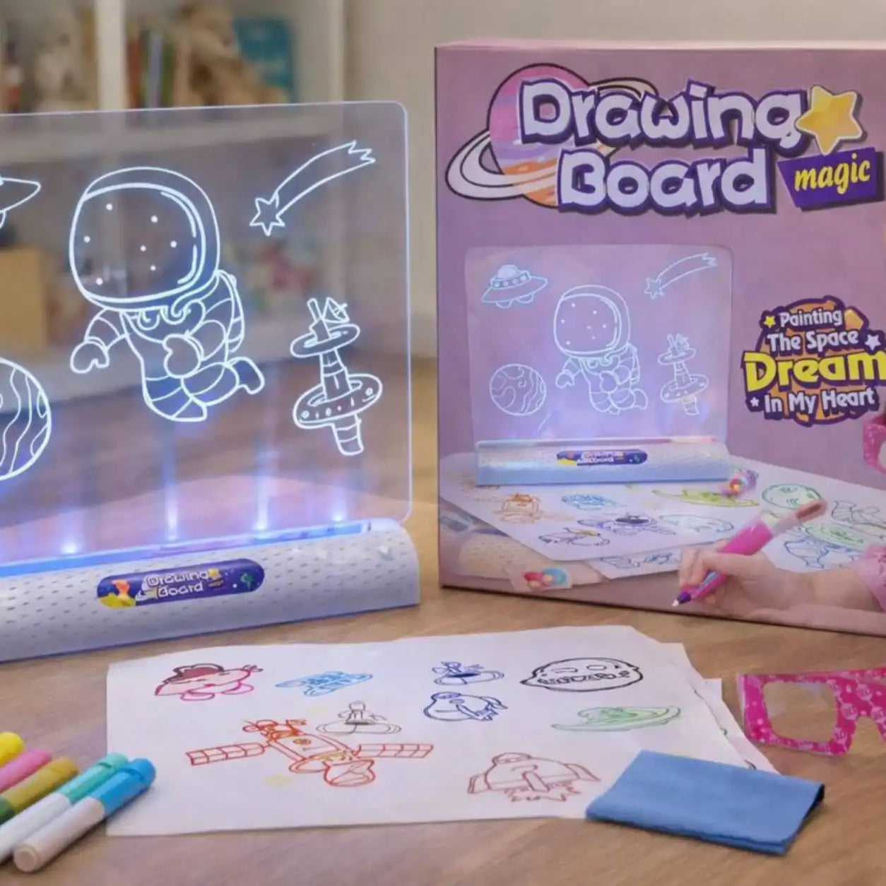 ✨ لوحة الرسم المضيئة 3D – Drawing Board Magic