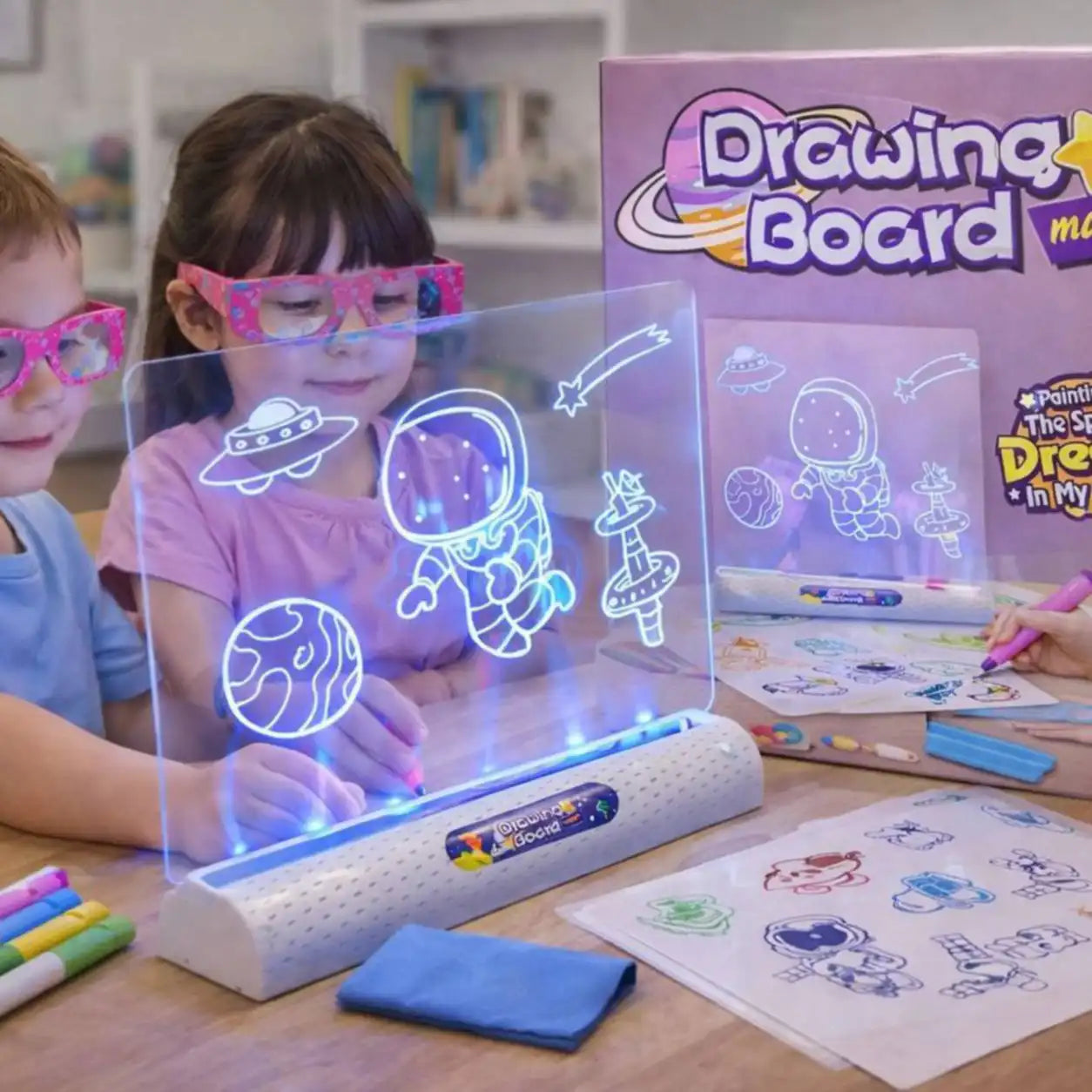 ✨ لوحة الرسم المضيئة 3D – Drawing Board Magic