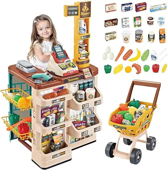 🛒 سوبر ماركت الأطفال ال48 قطعة – Kids Supermarket Play Set