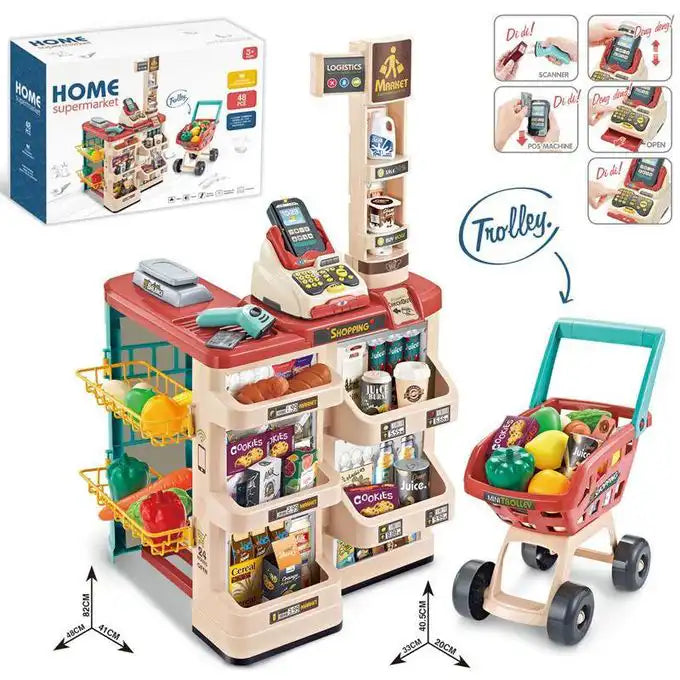 🛒 سوبر ماركت الأطفال ال48 قطعة – Kids Supermarket Play Set