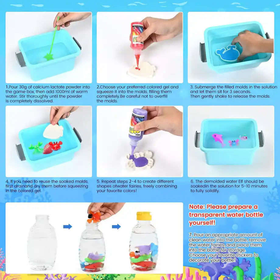 🎨 الجل السحري  للأطفال 12 زجاجة + 12 قالب مختلف 🎨