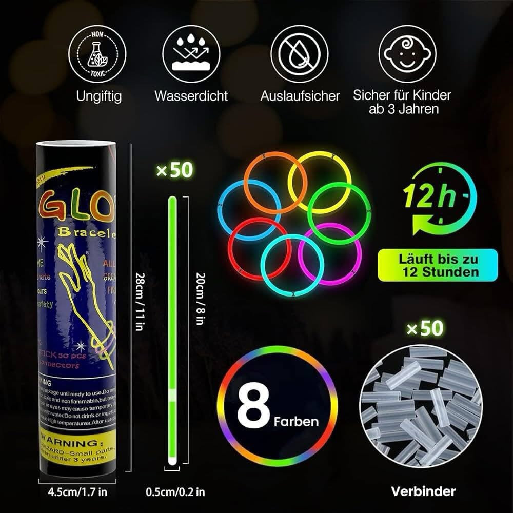 🌈 عصي التوهج المضيئة – Glow Sticks Set