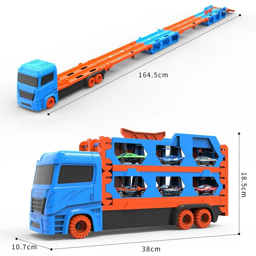 🚛🏎️ شاحنة نقل السيارات وتراك السباق 2 في 1 - صورة 4