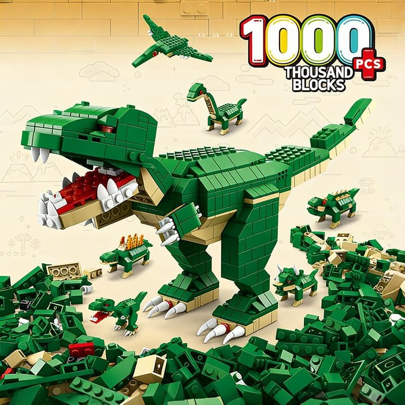 🦖🧩 ليجو الديناصورات 6 في 1 – 1000 قطعة - صورة 1