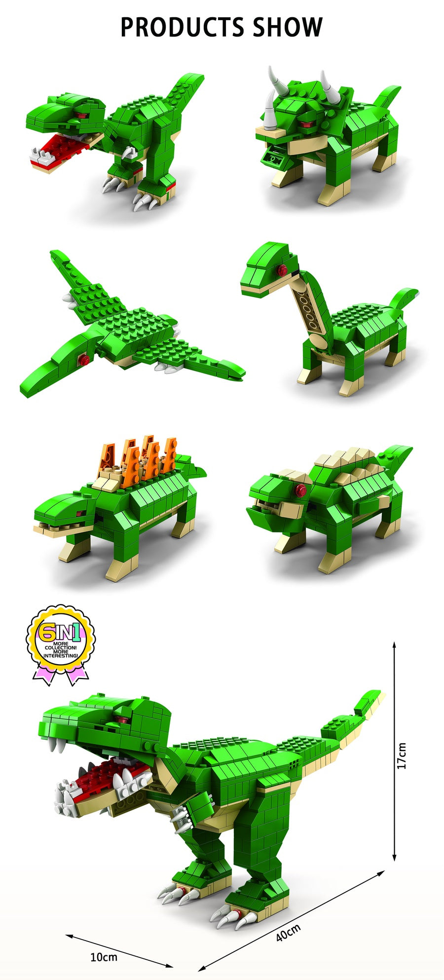 🦖🧩 ليجو الديناصورات 6 في 1 – 1000 قطعة - صورة 4