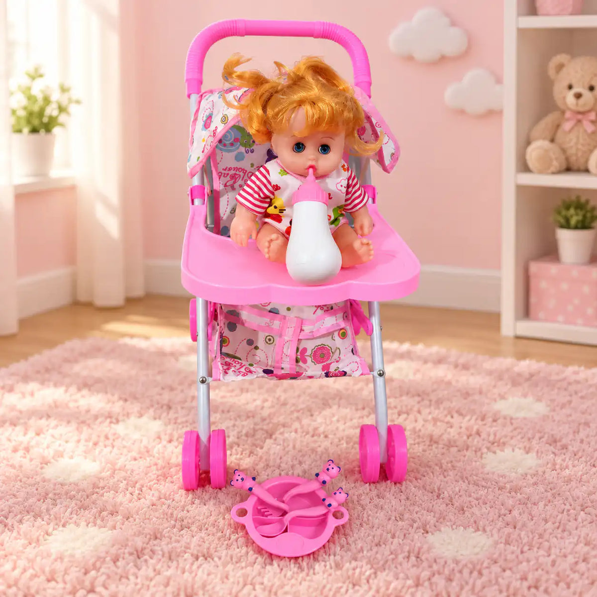 👶🩷 عروسة البيبي بعربية الطعام