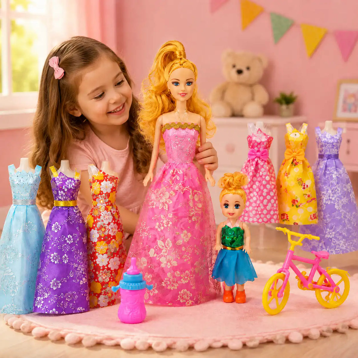 👗🎀 عروسة الموضة وتغيير الفساتين
